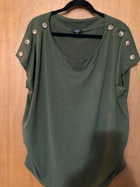 NWOT Women’s a new day Olive Green Button-Shoulder Blouse
